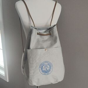 Large Gray Canvas Riverdale High Backpack With Leather Straps